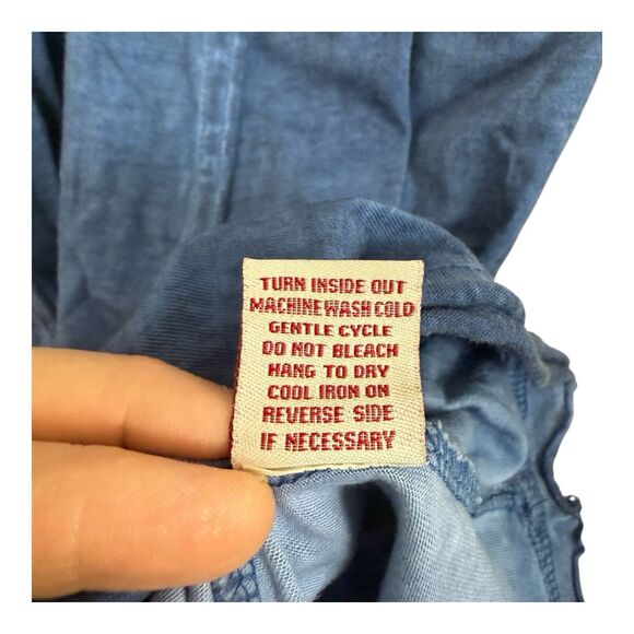 Reba Shift Dress Size Extra Large Blue Cotton Cap Short Sleeves Scoop Neck - Picture 5 of 8